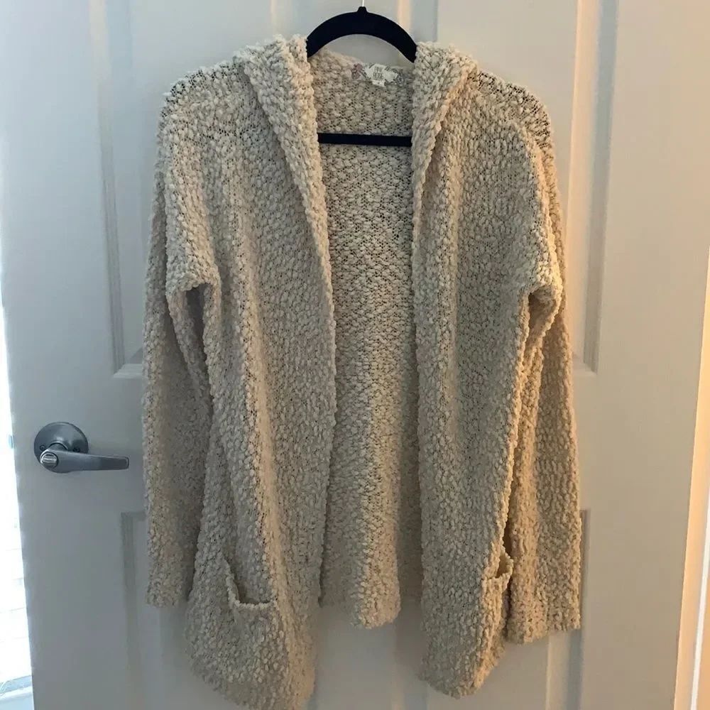 Pink Rose Hooded Cardigan With Pockets - Picture 1 of 3